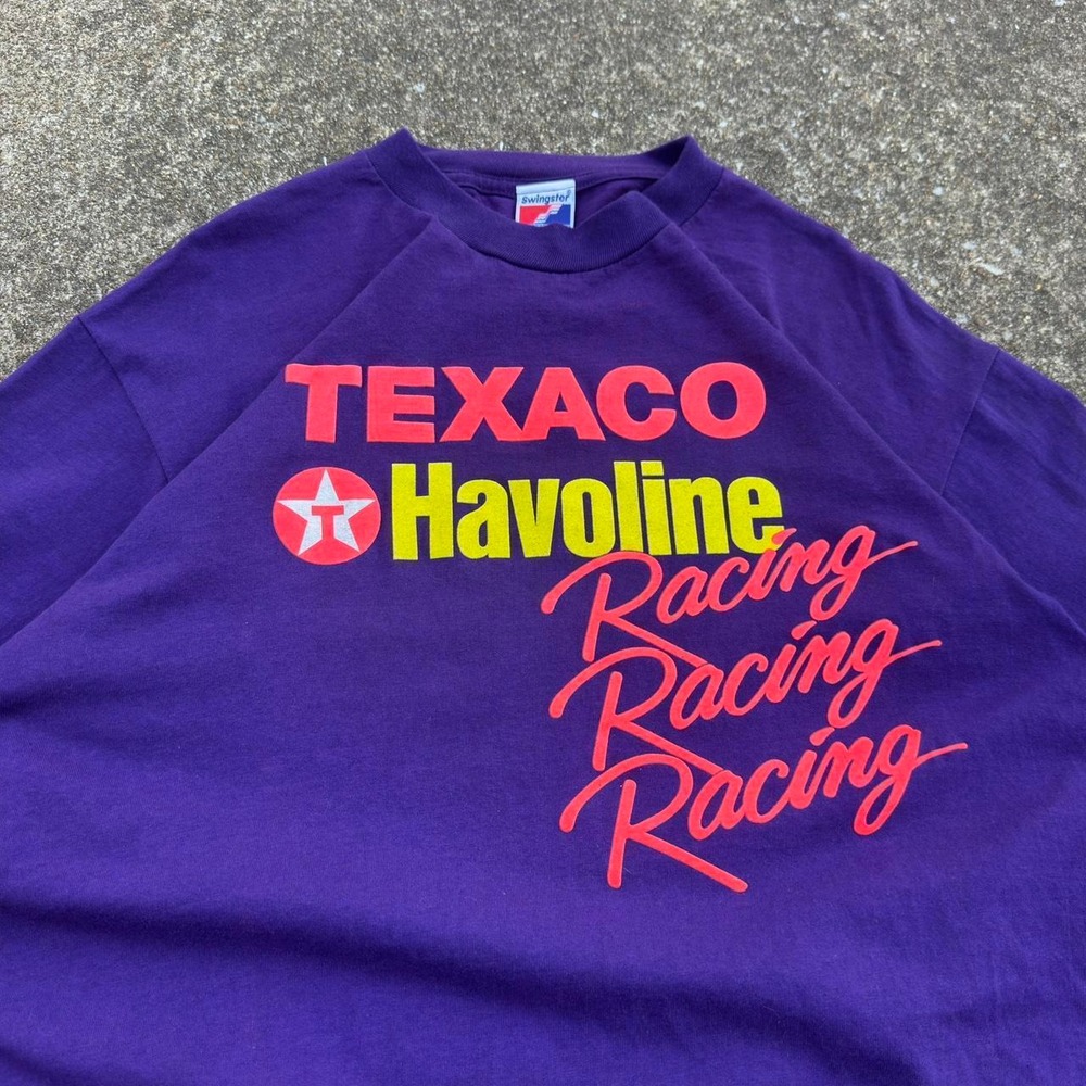 Vintage 80s Swingster Texaco Havoline Racing Crewneck Purple USA XL (g2b)